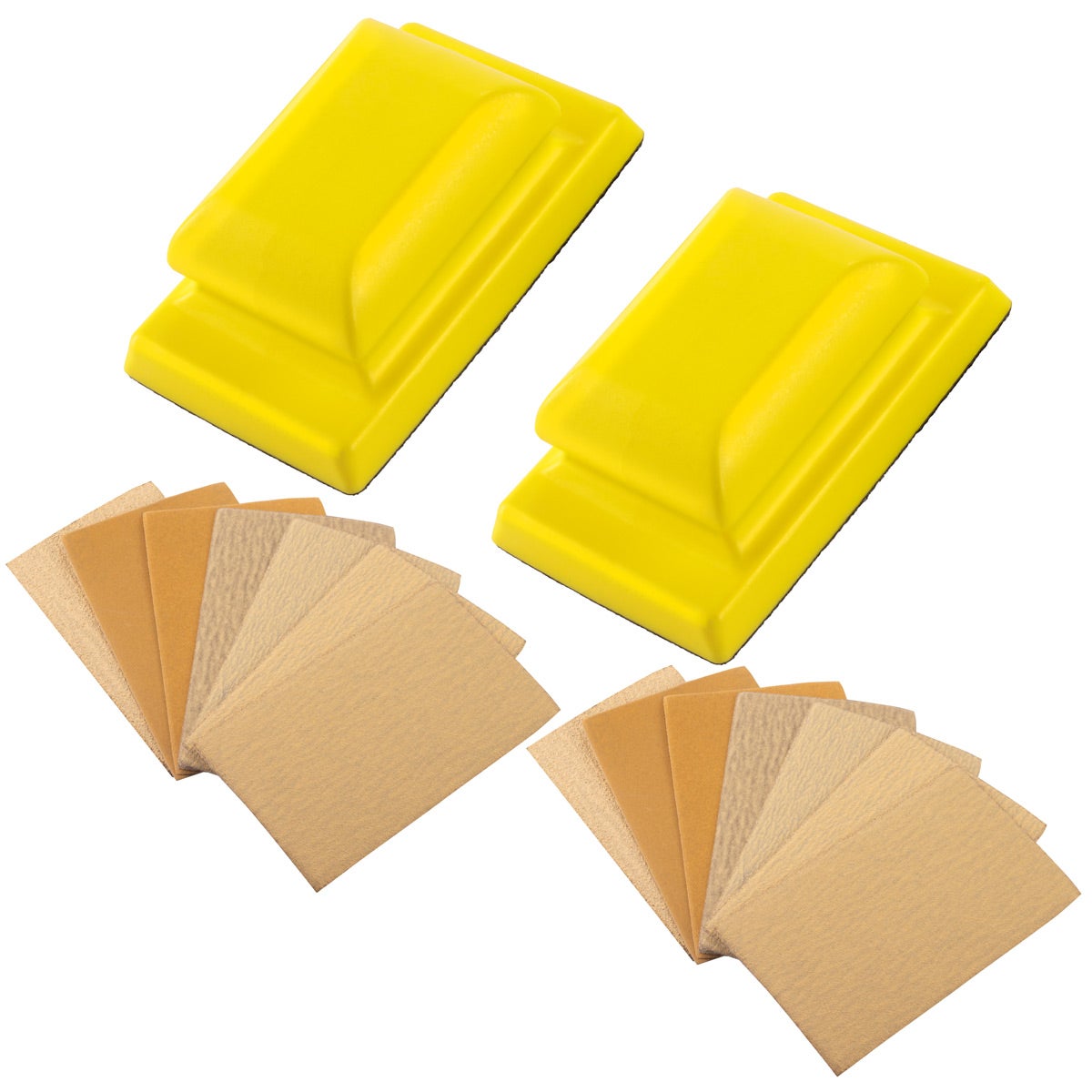 Lot de 16 blocs de ponçage à la main profilés avec crochet et boucle - Formes assorties Lot de 16 blocs de ponçage à la main profilés avec crochet et boucle - Formes assorties