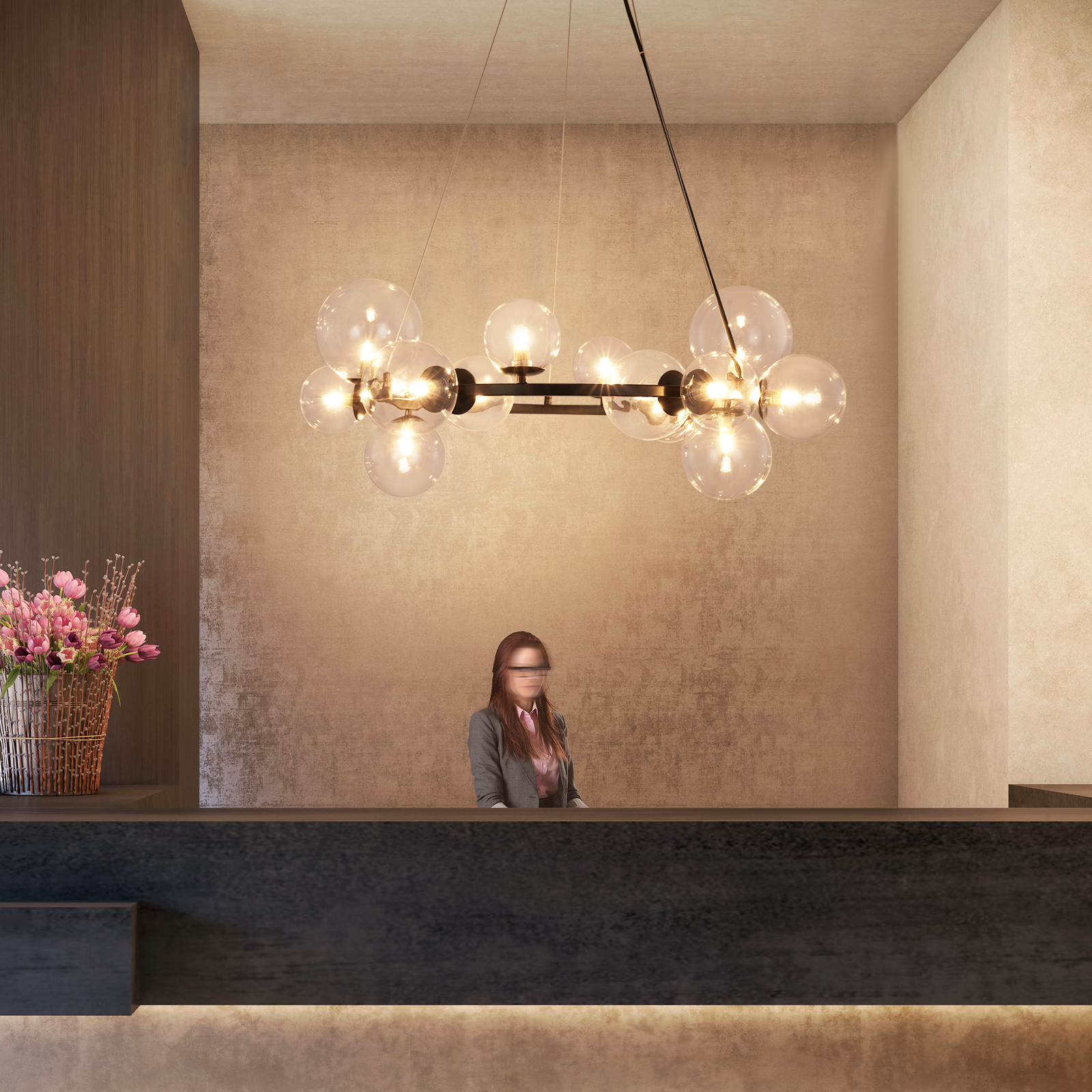 NETTLIFE Lampa wisząca do jadalni Lampa wisząca do salonu - G9 14 płomieni Nowoczesna przezroczysta klatka schodowa - 3