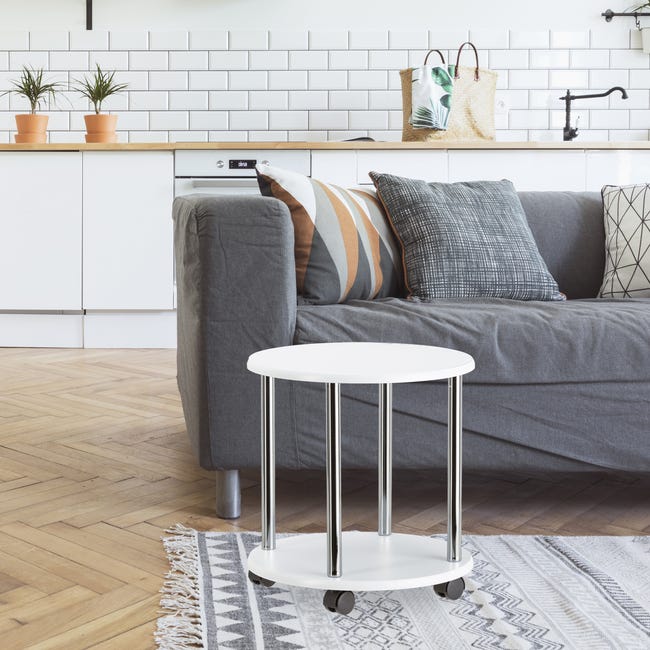 Relaxdays Tavolino da salotto legno carrello con ruote multiuso