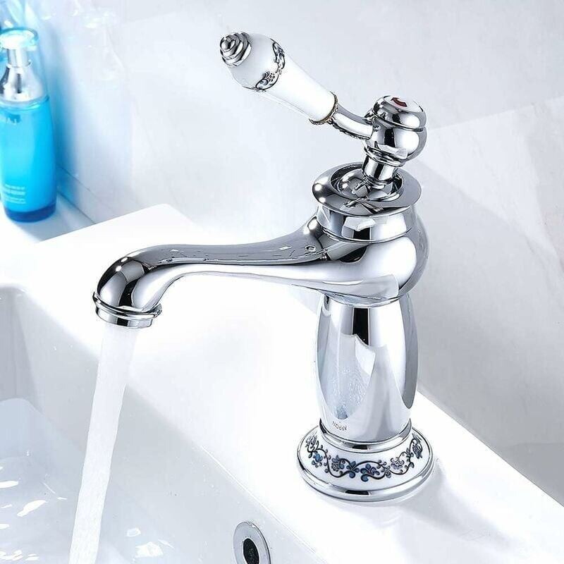 Bateria zlewozmywakowa jednouchwytowa, mosiężna, ceramiczna, porcelanowa, czarno-biała