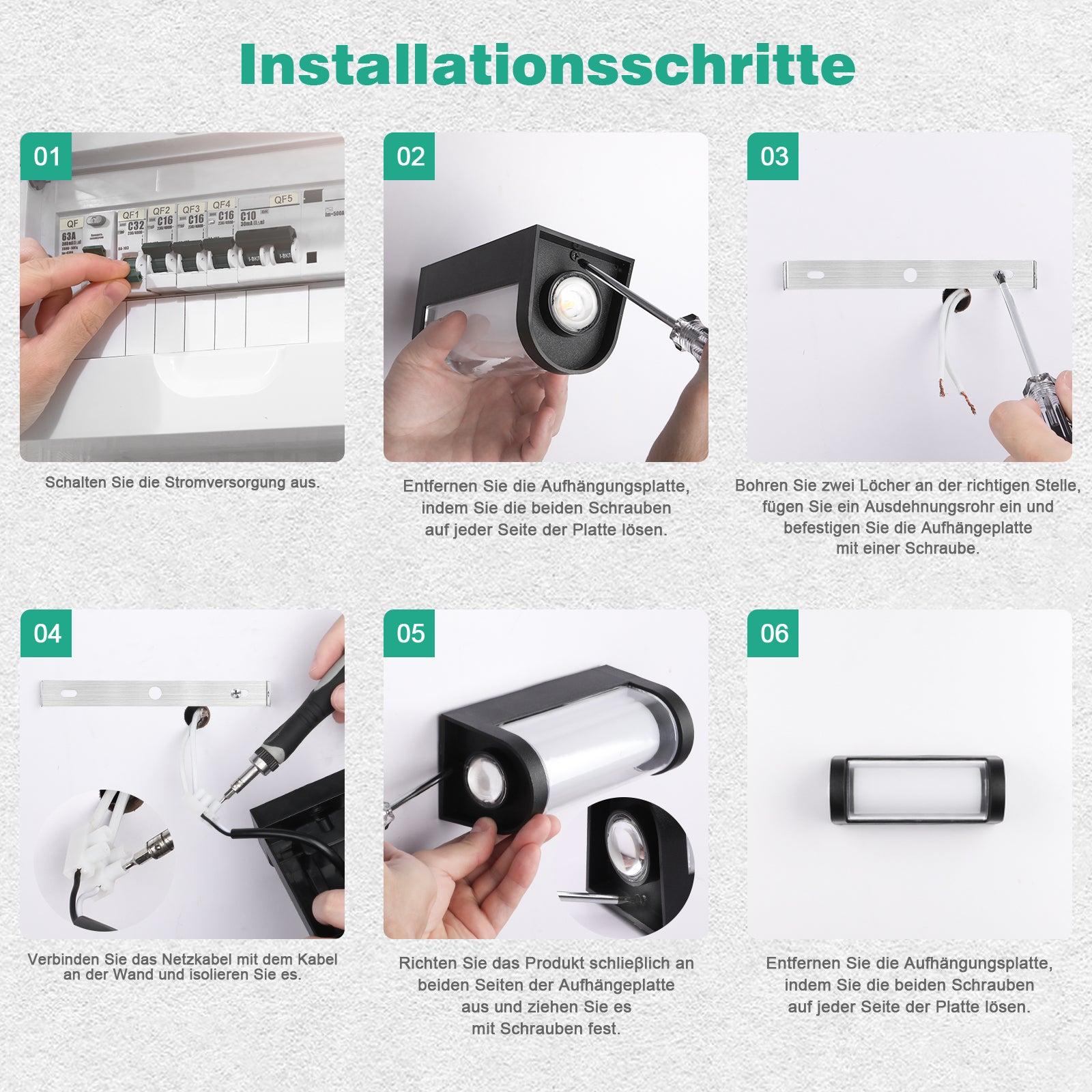 LOVHAUS Kinkiet LED Okrągły zewnętrzny, 7W Kinkiet do Łazienki IP65 do Wnętrz i na Zewnątrz, Ciepłe Światło 3000K - 3