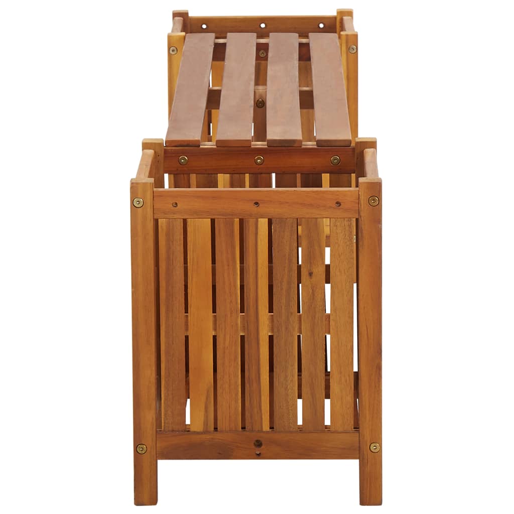 Panca da giardino arredo da esterno terrazza con 2 fioriere 150x30x40 cm legno di acacia 02_0011341 - 3