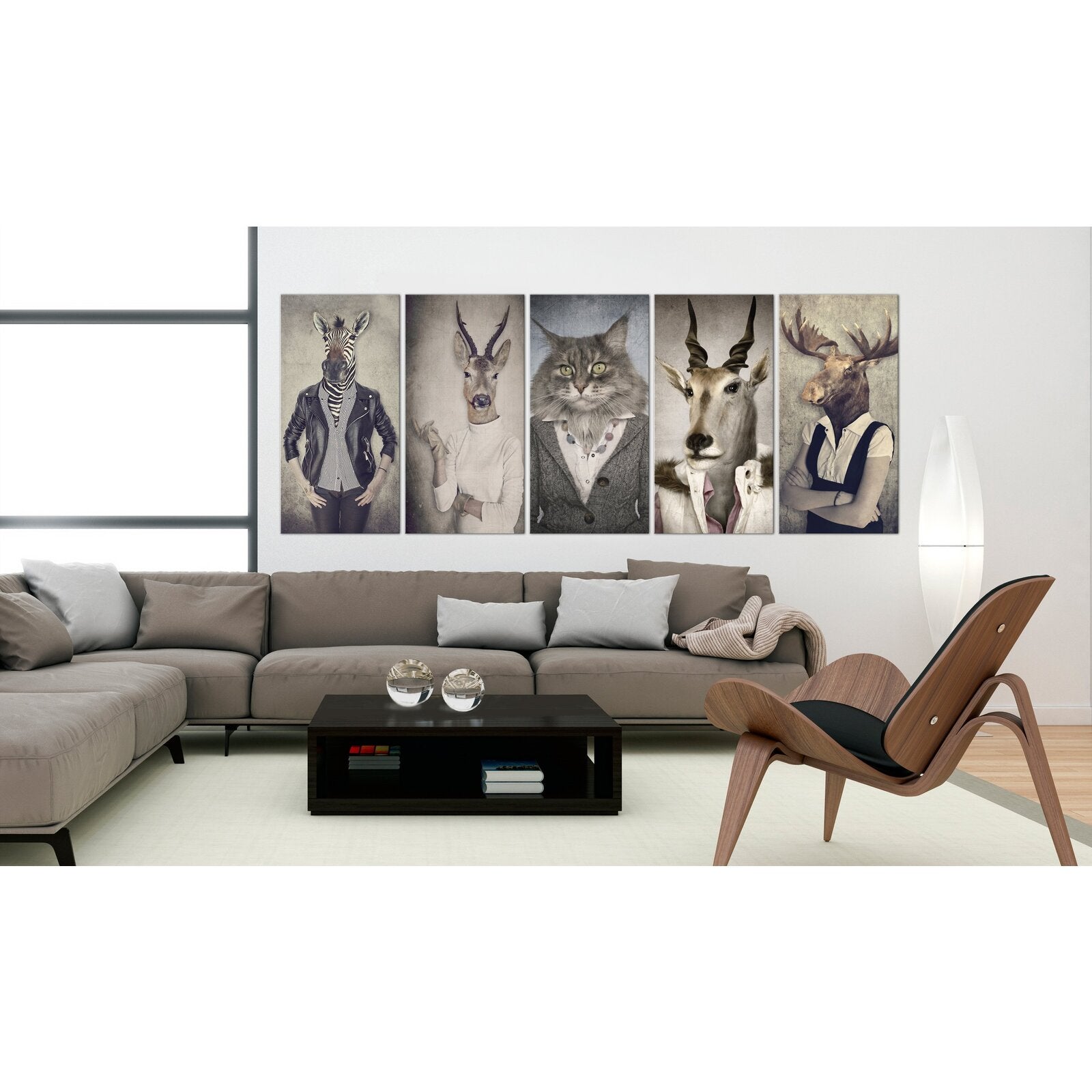 Tableau masques d'animaux je - 225 x 90 cm - 2