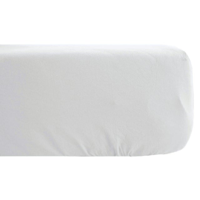 Drap housse PALACE pur coton lavé 90x190 cm bonnet 30 cm uni blanc neige