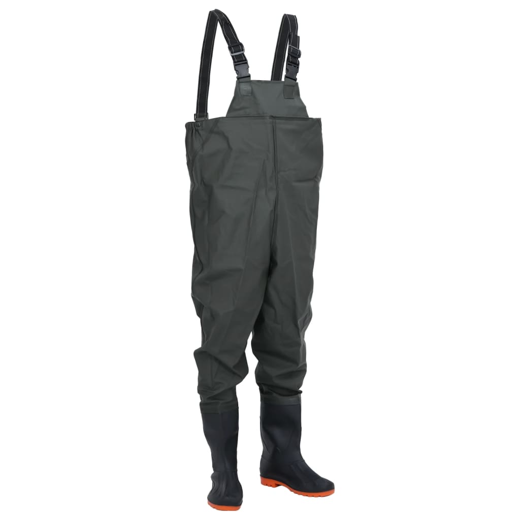 Cuissardes De Pêche Vert Foncé – Taille 46, Polyester PVC, Bretelles Réglables, étanches, 0,48 Mm – Chasse, Agriculture, Loisirs