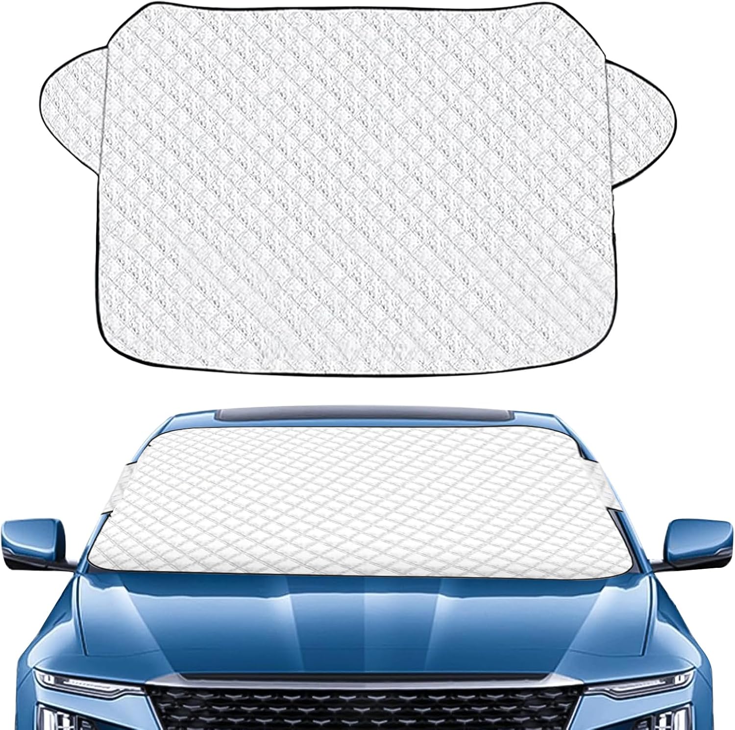 Copriparabrezza Antigelo E Antineve Riloer 190x107 Cm - Tessuto Oxford 600D Con 6 Fasce Elastiche, Protezione Invernale Per Auto, SUV