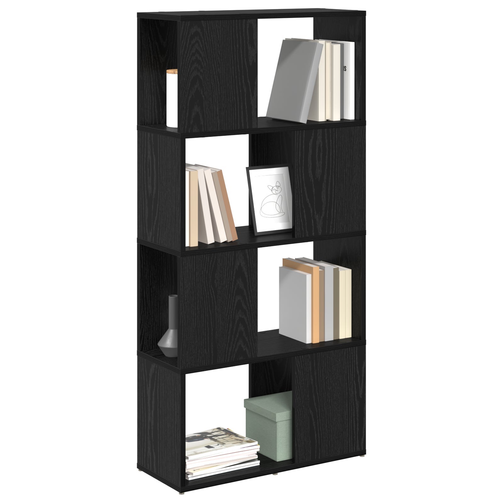 Estantería Minimalista De Roble Con 6 Estantes - Para Sala De Estar, Biblioteca O Estudio, Necesita Montaje