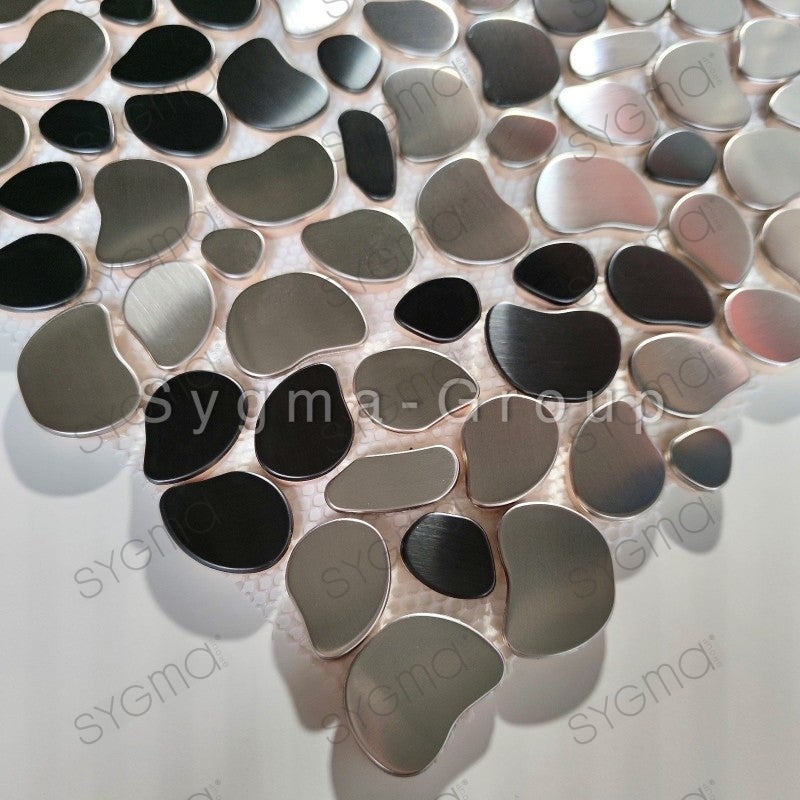 Mosaique en acier inoxydable galets pour sol et mur douche salle de bains modele GALET TWIN - 2