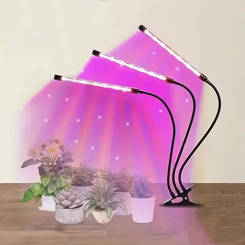 Lampa USB do uprawy z 4 głowicami LED, lampa do uprawy roślin w pomieszczeniach, lampa ogrodowa, timer 3/9/12H, do roślin szklarniowych