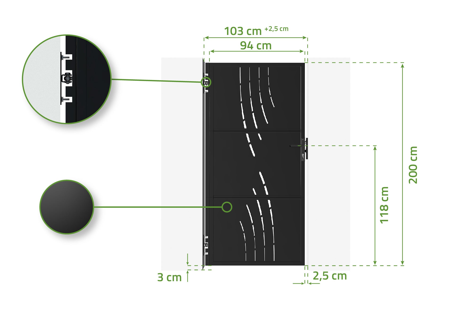 Portillon acier 1m NALI VELETA H.200cm Noir mat - 7