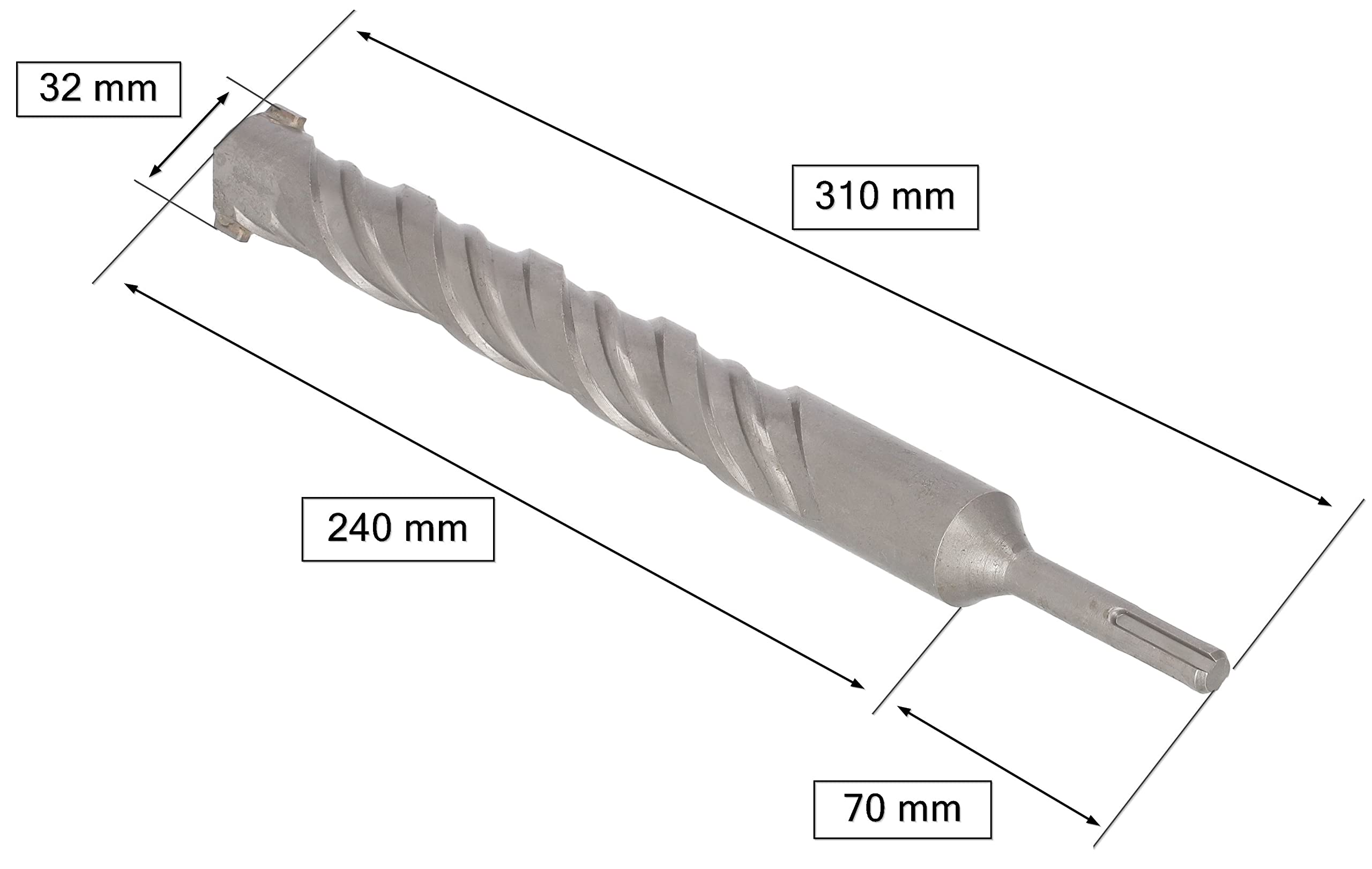 Foret SDS+ en Acier Trempé - 32 x 310 mm - Durable, Précis, Fixation Universelle SDS+, Idéal Béton, Brique et Matériaux Durs - KOTARBAU - 2