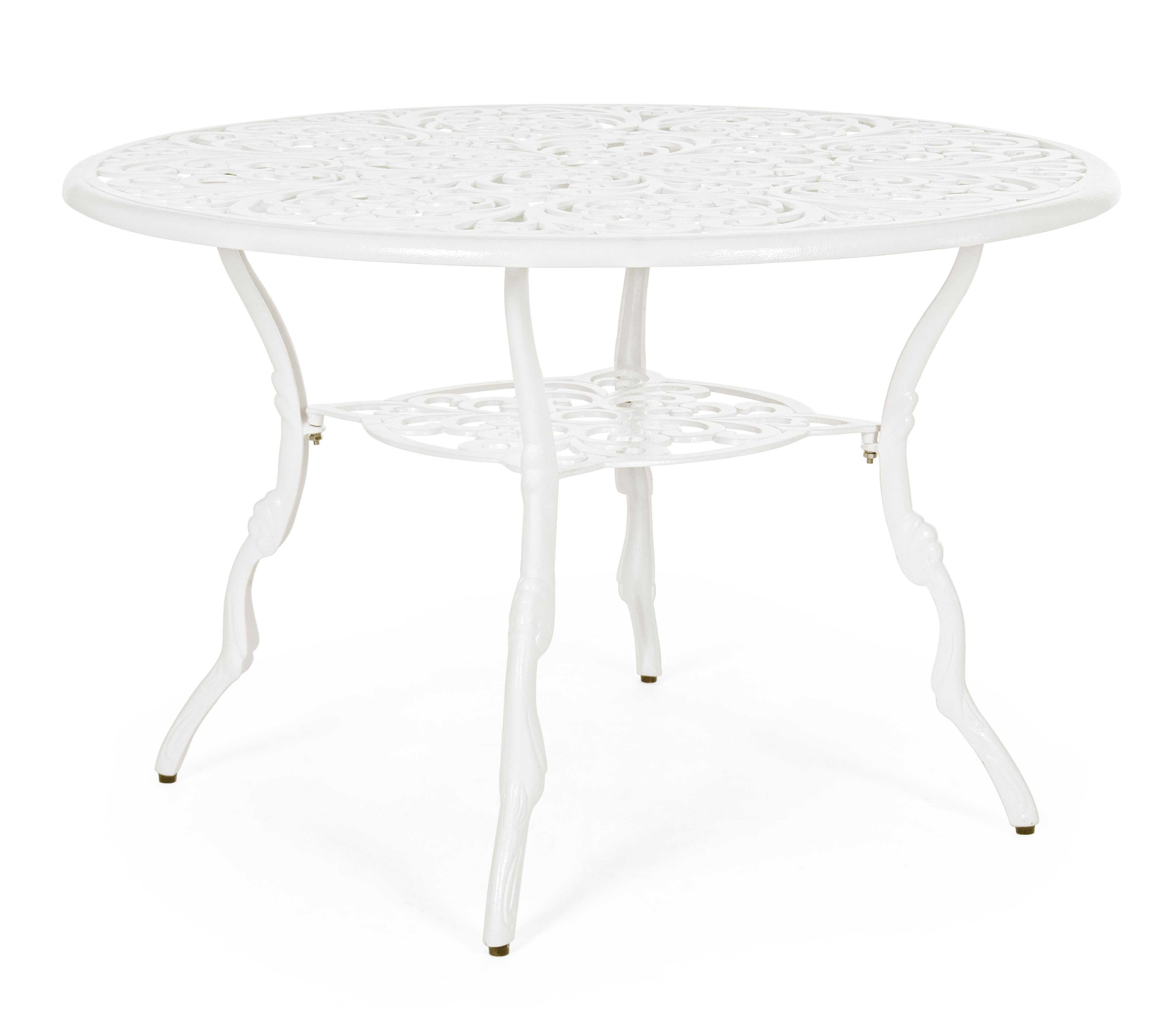 Stół okrągły "Victoria" Ø110 biały, z odlewu aluminiowego, do użytku w ogrodzie i na zewnątrz