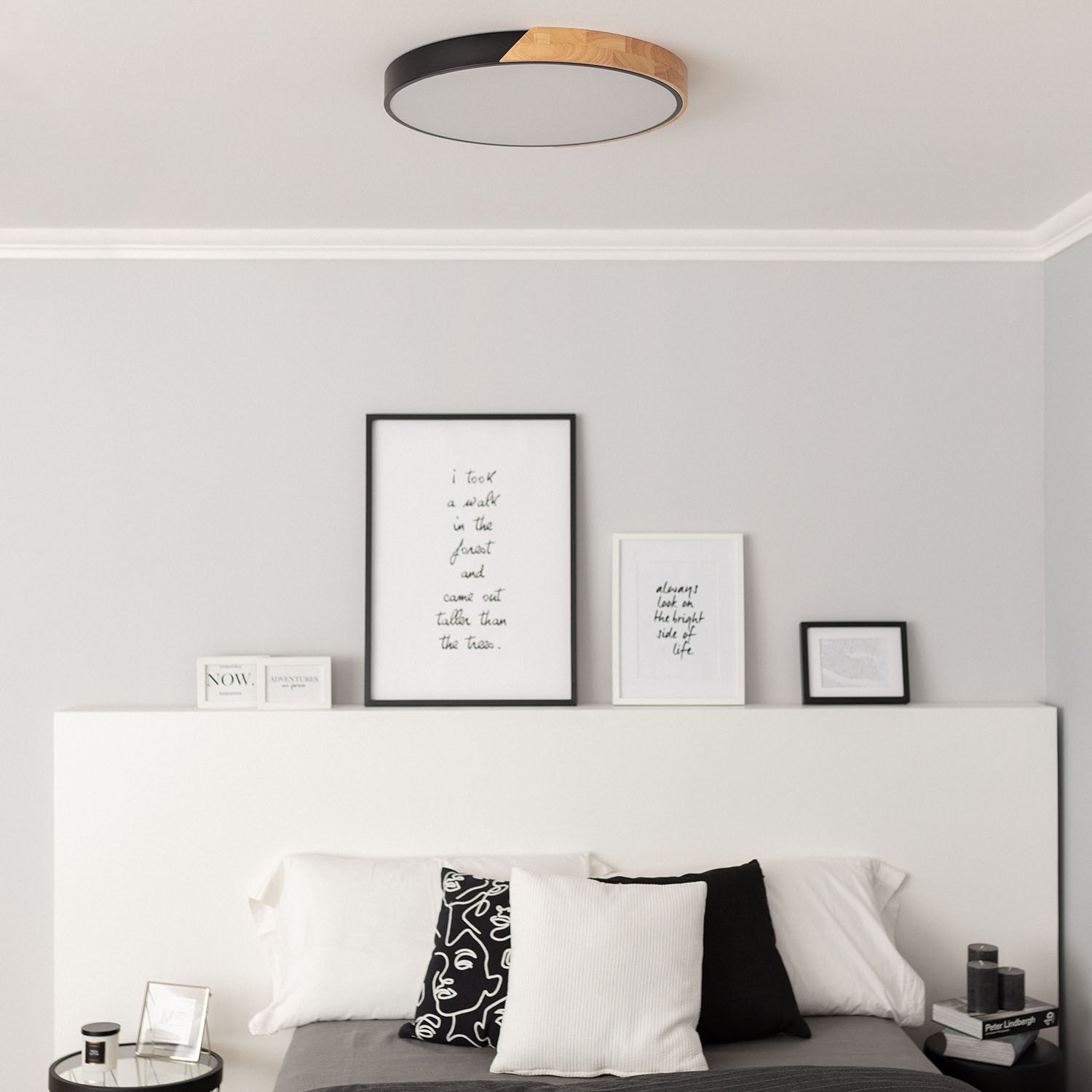 Ledkia Plafón LED 36W Circular Madera Ø500 mm CCT Seleccionable Semi-Dari Negro - 6