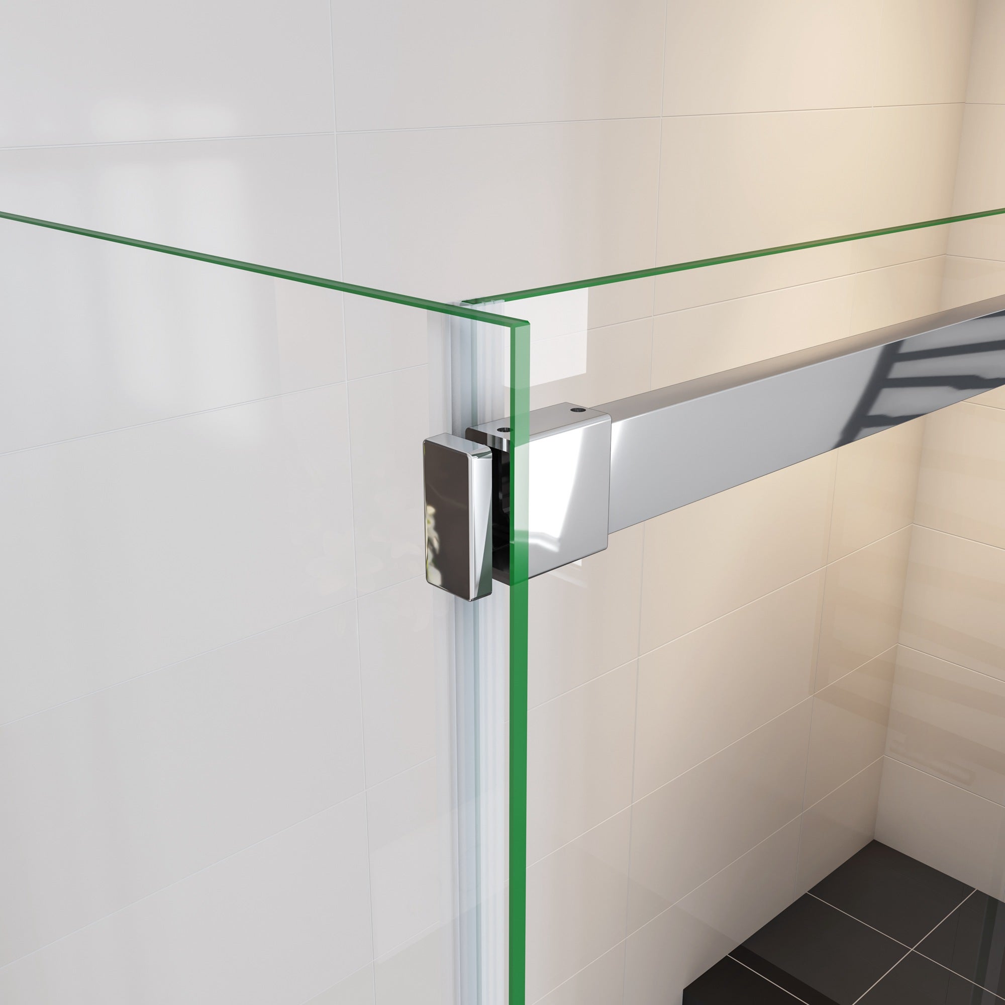 Box Doccia Angolare alto 195 cm Porta Scorrevole 140x90cm Vetro Temperato Trasparente 8 mm Anticalcare Telai in Alluminio Cromato Lucido - 6