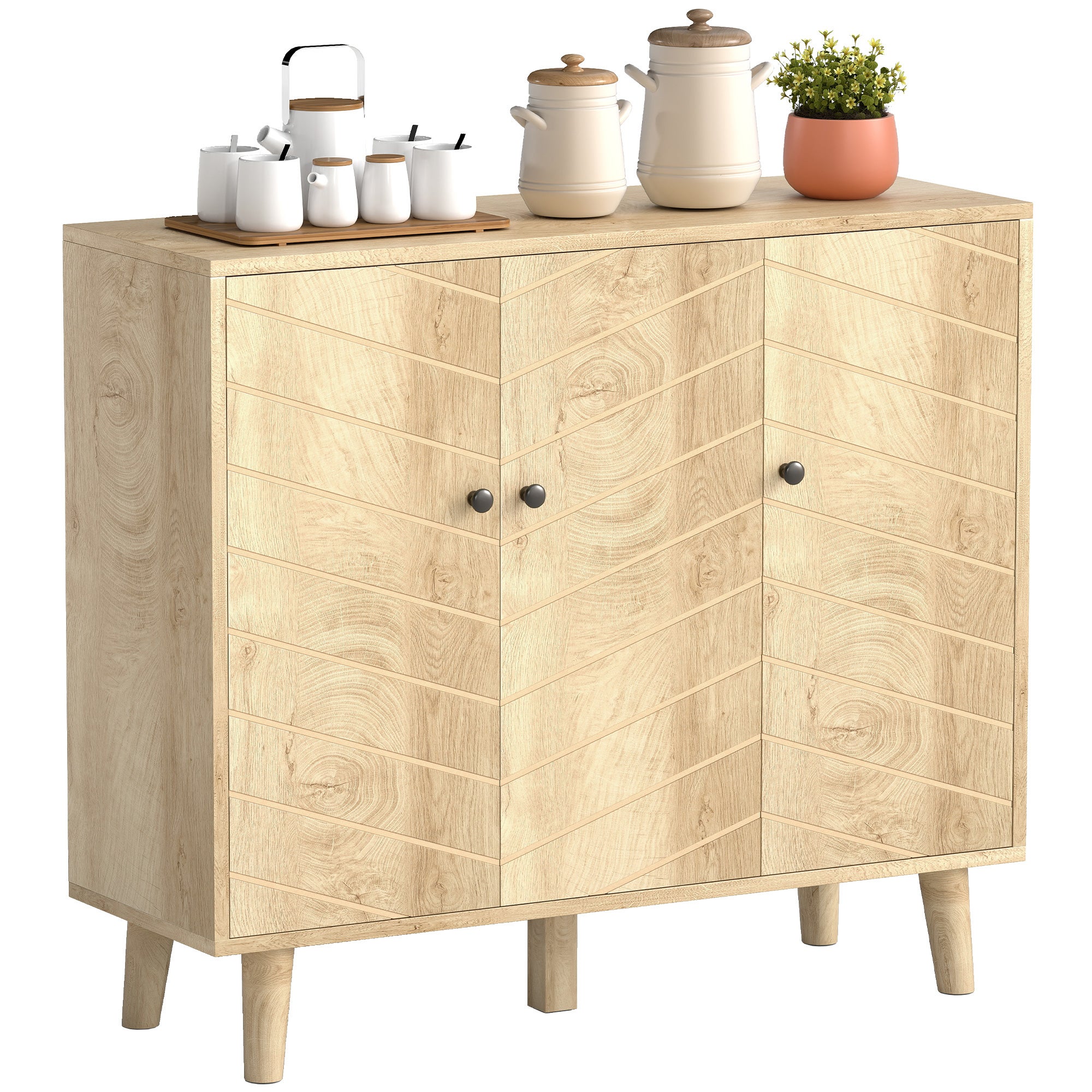 Buffet 3 puertas para comedor y cocina, material MDF con pies de madera ...