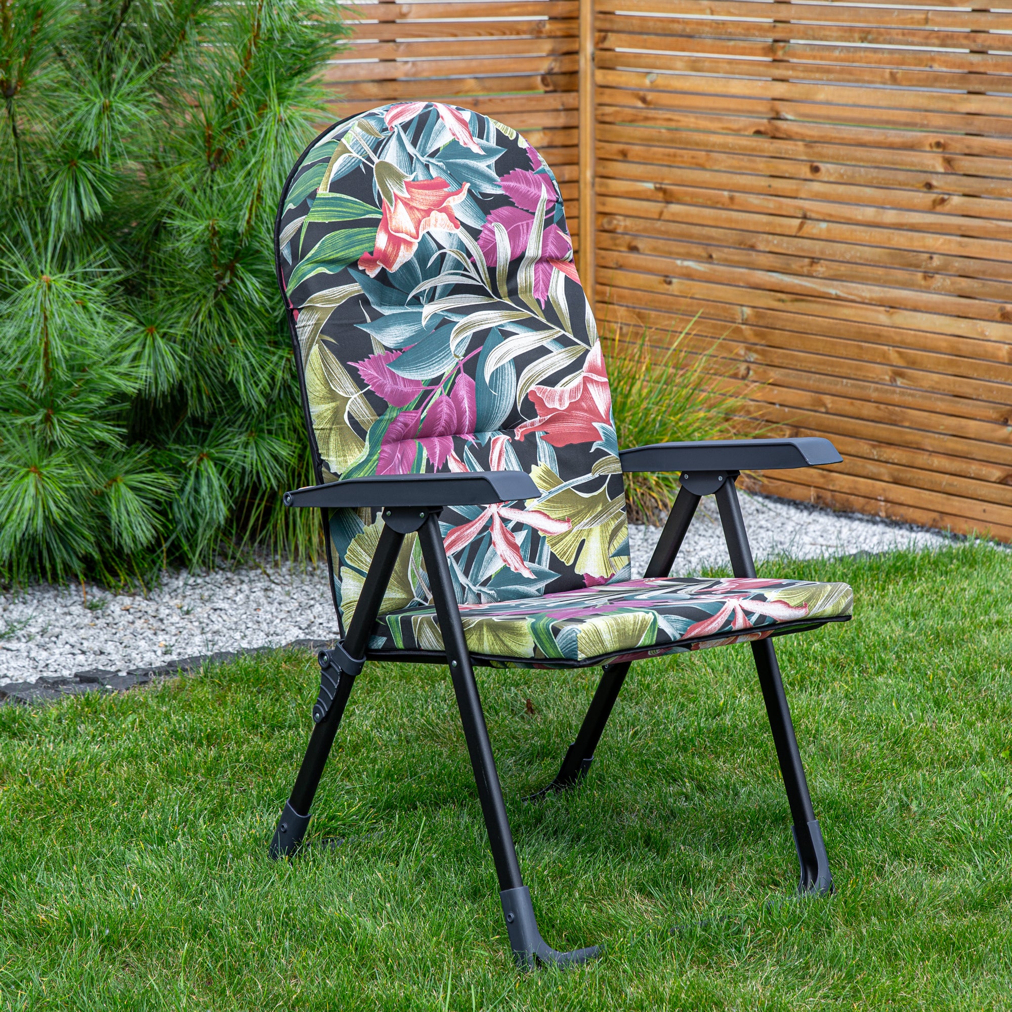 Fotel ogrodowy rozkładany Galaxy Black Edition motyw roślinny Patio - 2