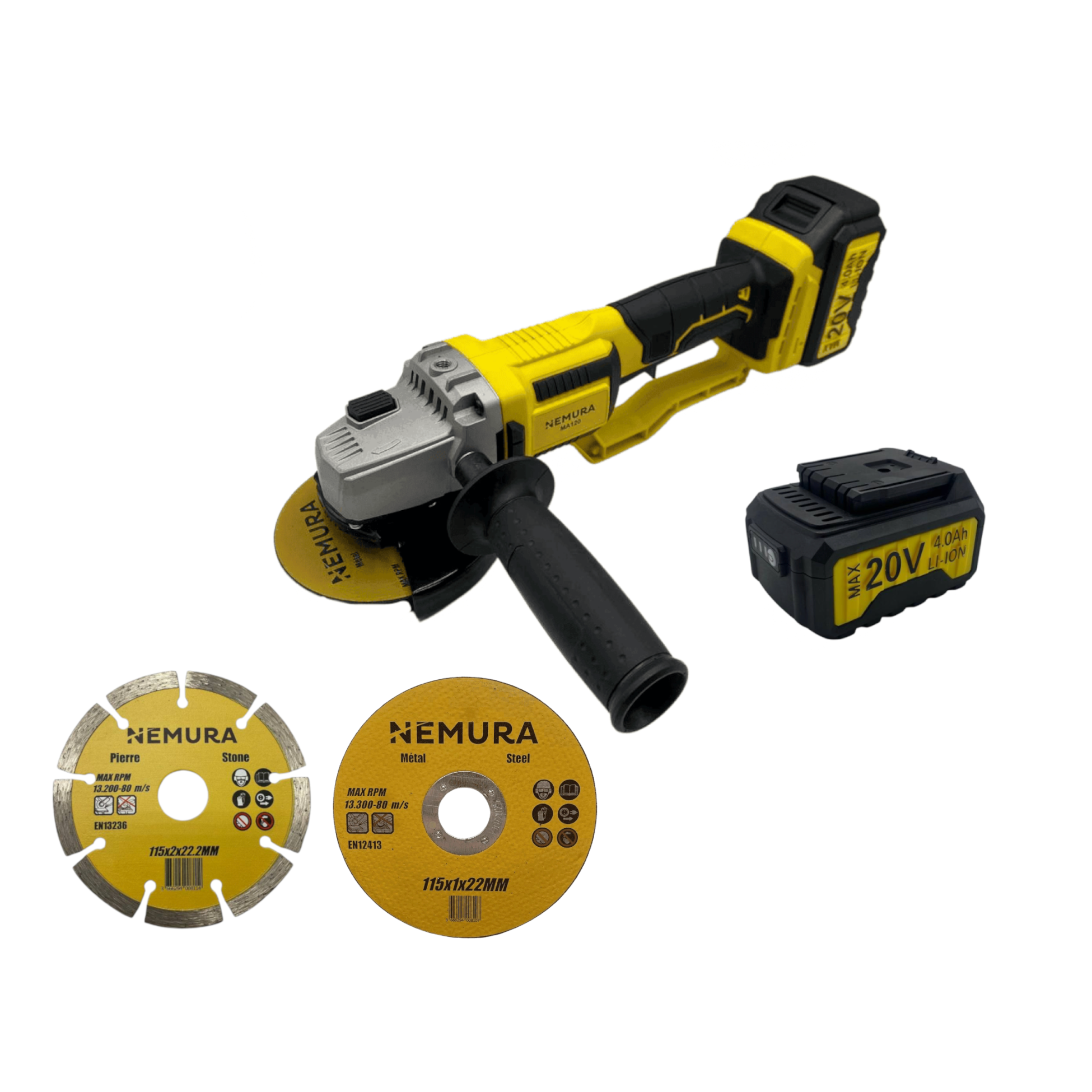Meuleuse Coupe Polissage Meuleuse D'Angle Sans Fil Weytoll 125mm - 21V, Moteur Sans Balais, 9000RPM, 2 Batteries 4.0Ah - Coupe/Meulage Weytoll 21v M14