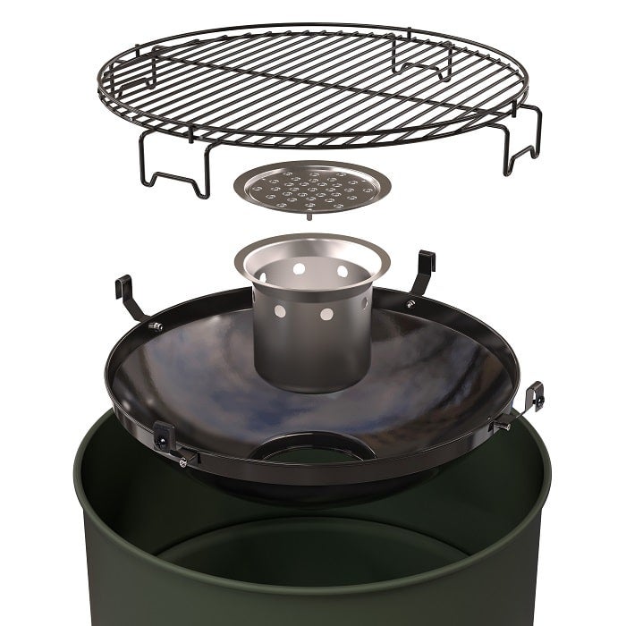 barbecook Edson Charcoal Barbecue Barrel Shape Barrel Chrome-Plated Grill Grate Adjustable Diameter 47.5 Garden Height 89 cm Green - 5