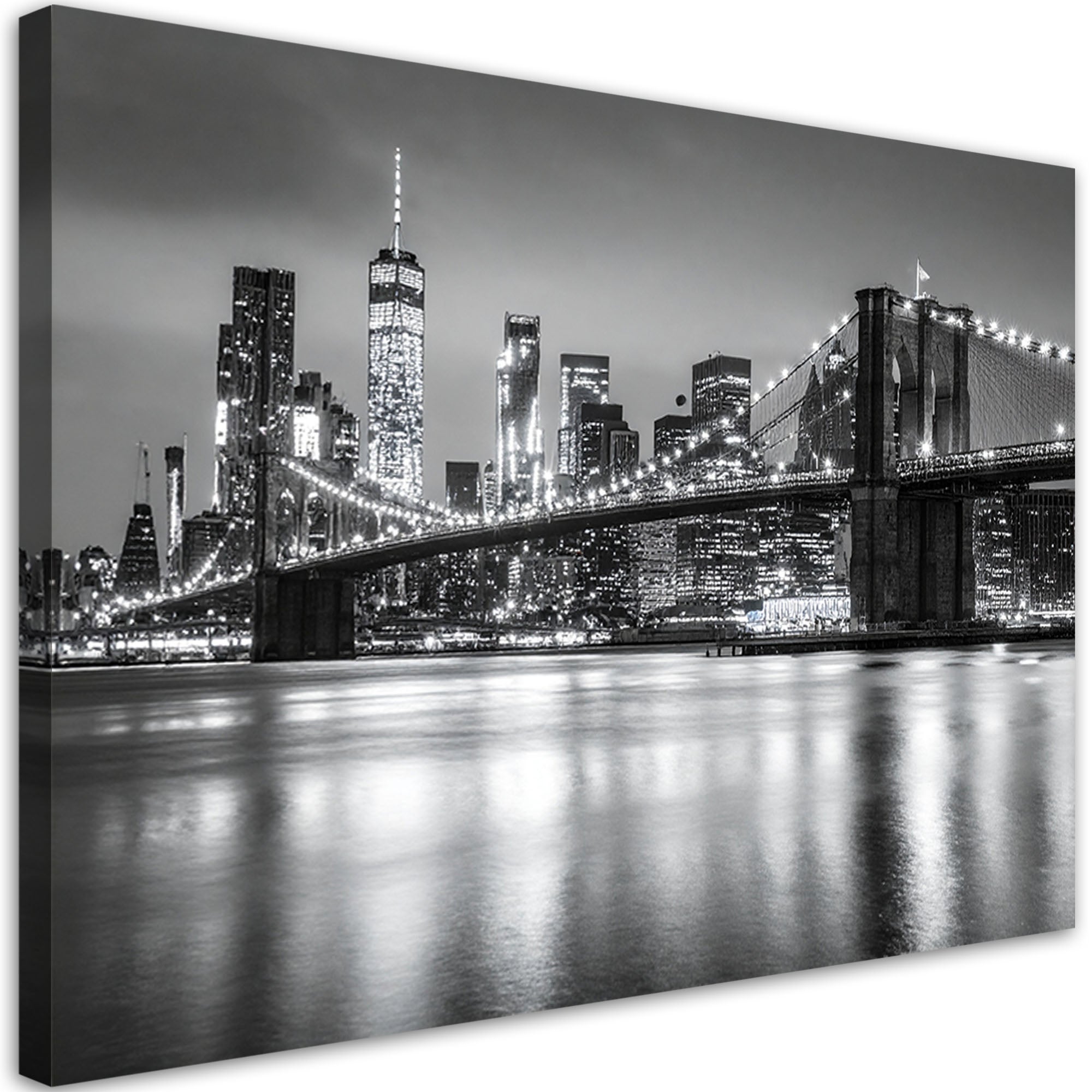 Obraz do salonu sypialni biura kuchni, Most Brookliński nocą Nowy Jork Manhattan 45x30