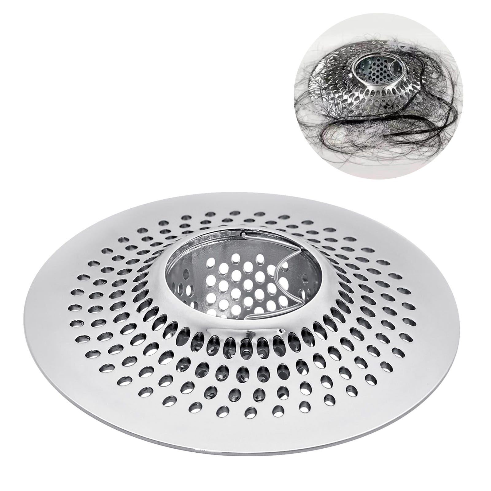 Filtro Di Scarico Per Vasca Da Bagno 7 Cm: Set Raccoglicapelli Per Doccia E Lavello, Copriscarico In Acciaio, Adatto A Fori Da 3,8 Cm, 5,4 Cm E 2,9 Cm