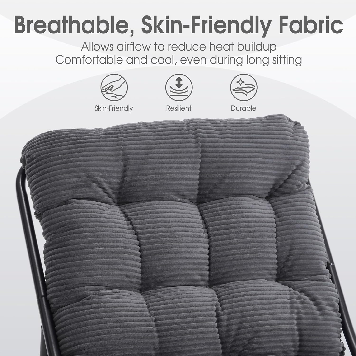 Fauteuil extérieur en acier avec coussin, pouf offert, chaise de jardin moderne pour terrasse et balcon - 5