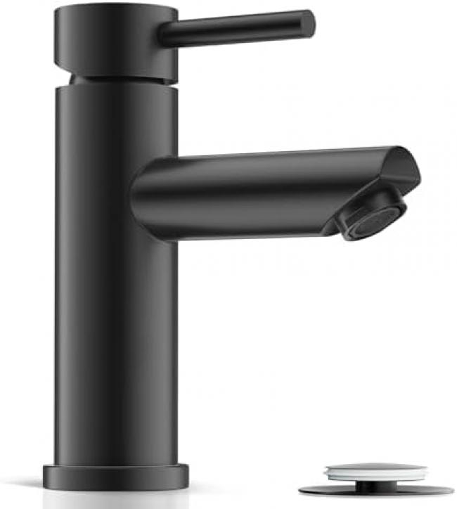 Jednouchwytowa bateria łazienkowa – stal nierdzewna – ciepła i zimna – 1 sztuka – czarna – wąż nie jest dołączony