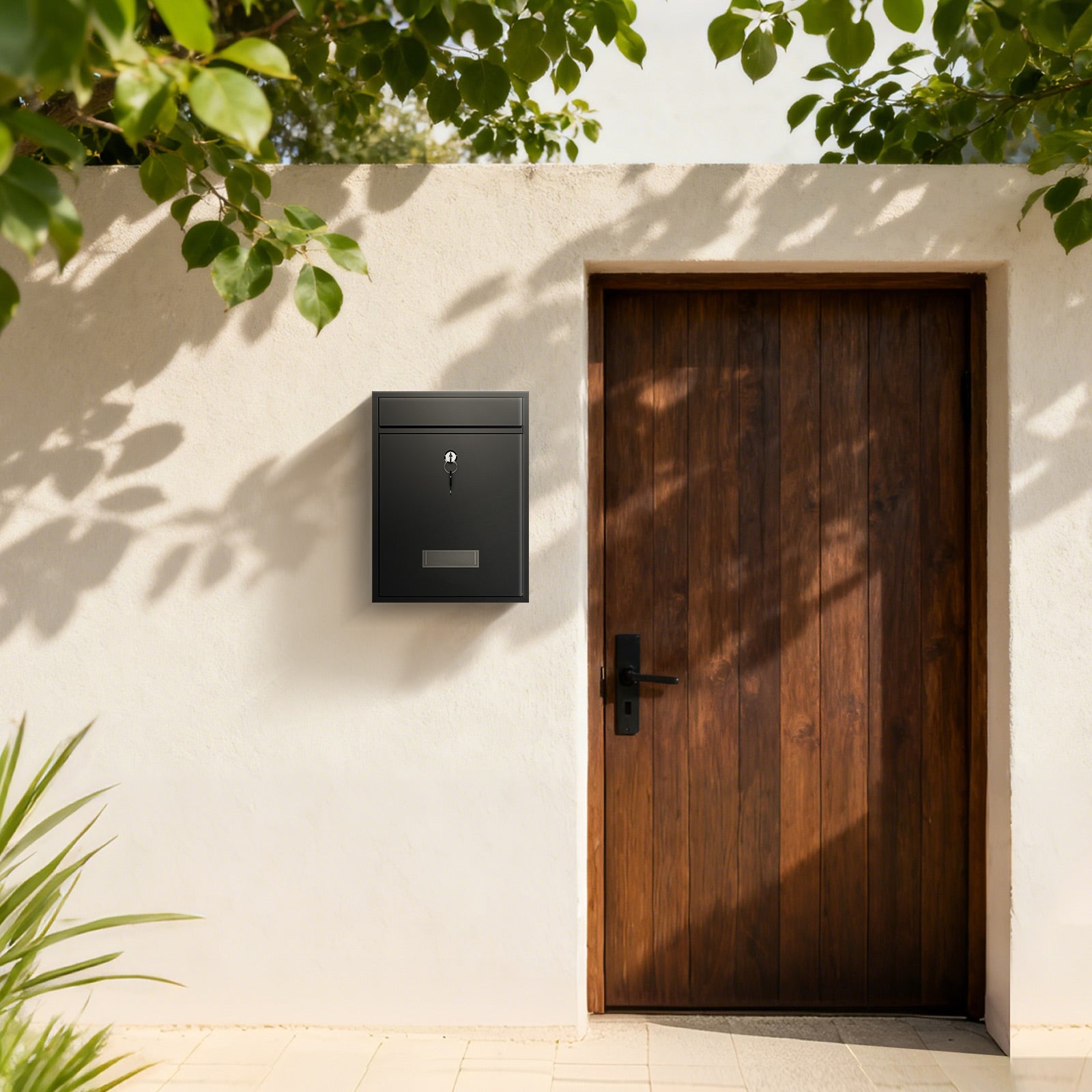 Boîte aux lettres murale verrouillable V10 noire pour courrier, 260 x 90 x 350 mm, Revêtement par poudre, Fente 24 x 4 cm, avec Wiltec - 8