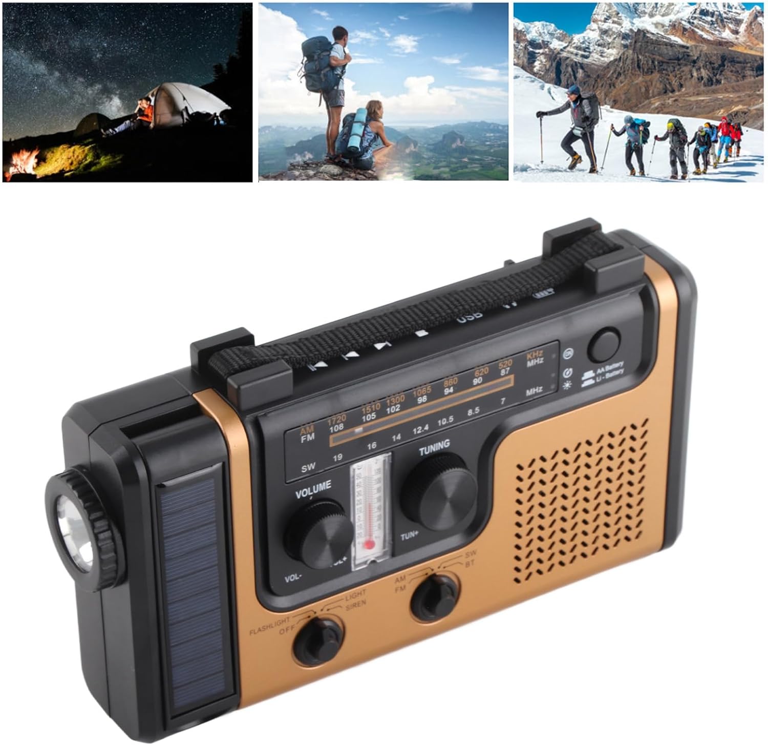 Radio di emergenza a manovella con torcia a LED, radio portatile AM/FM