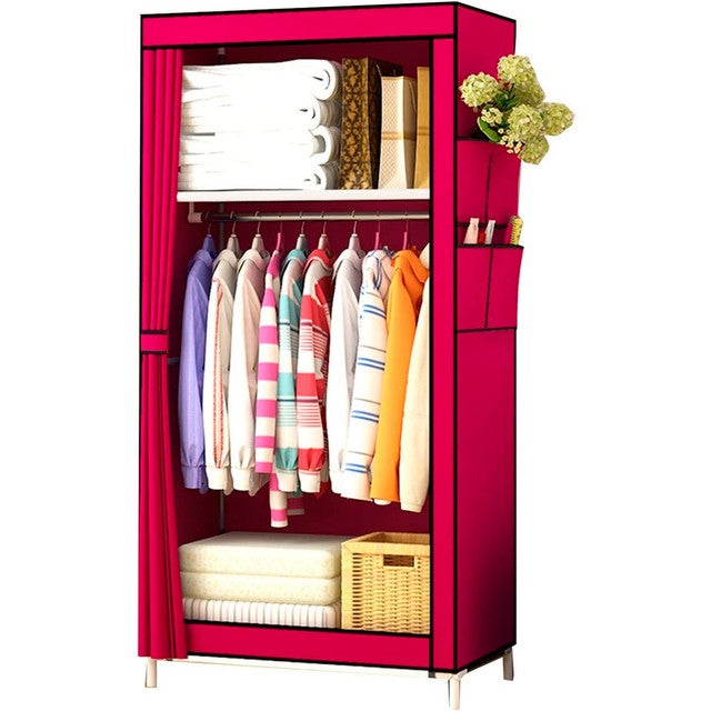 Armadio In Tessuto Pieghevole Grande - 132x44x170 Cm, 3 Barre Appendiabiti, 6 Tasche, Tubi Metallici 19 Mm, Per Camera O Campeggio