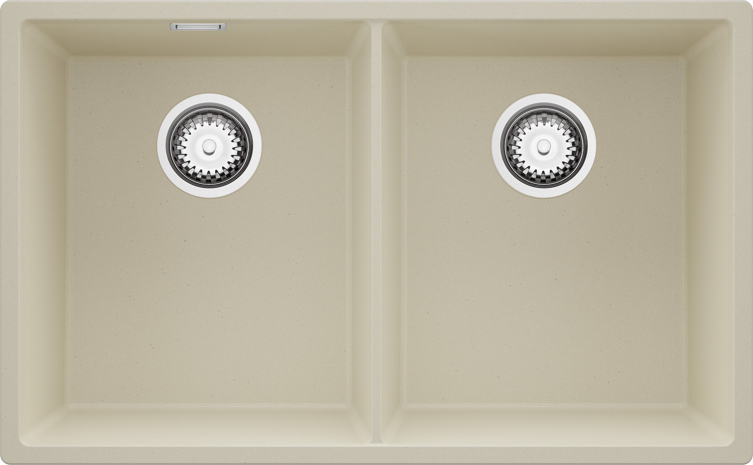 Zlewozmywak Beżowy 76x47cm, Zlew Kuchenny 2 Komorowy + Syfon, Nablatowy do szafki od 80cm - Londyn Slim Twin PRIMAGRAN