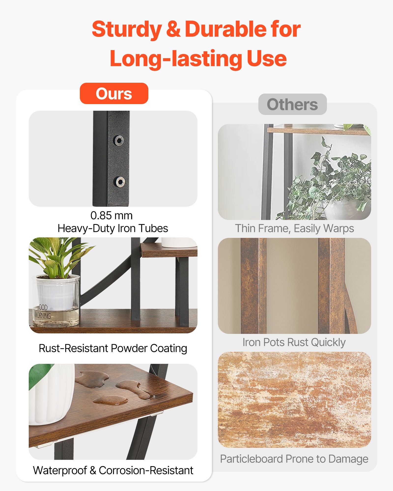 Support Plantes Intérieur VEVOR avec Lampe Croissance, Lot 2, Étagère Porte 7 Niveaux Métal, 166,5 cm, 3 Réglages Minuterie, 10 Niveaux Luminosité - 4