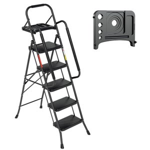 KINGRACK Scaletta 4 Gradini, Scala Pieghevole Con Pedale Largo