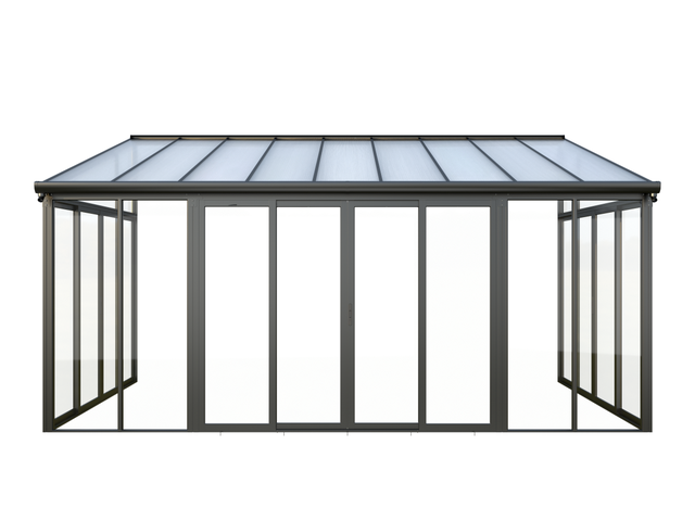Veranda con protezione UV 15,8 m² in Alluminio e Policarbonato Antracite - MATHILDA