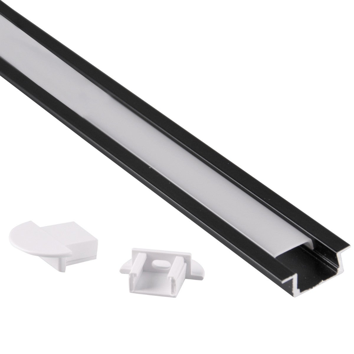 Profil do taśm LED zestaw podtynkowy aluminiowy 1m czarny Polux