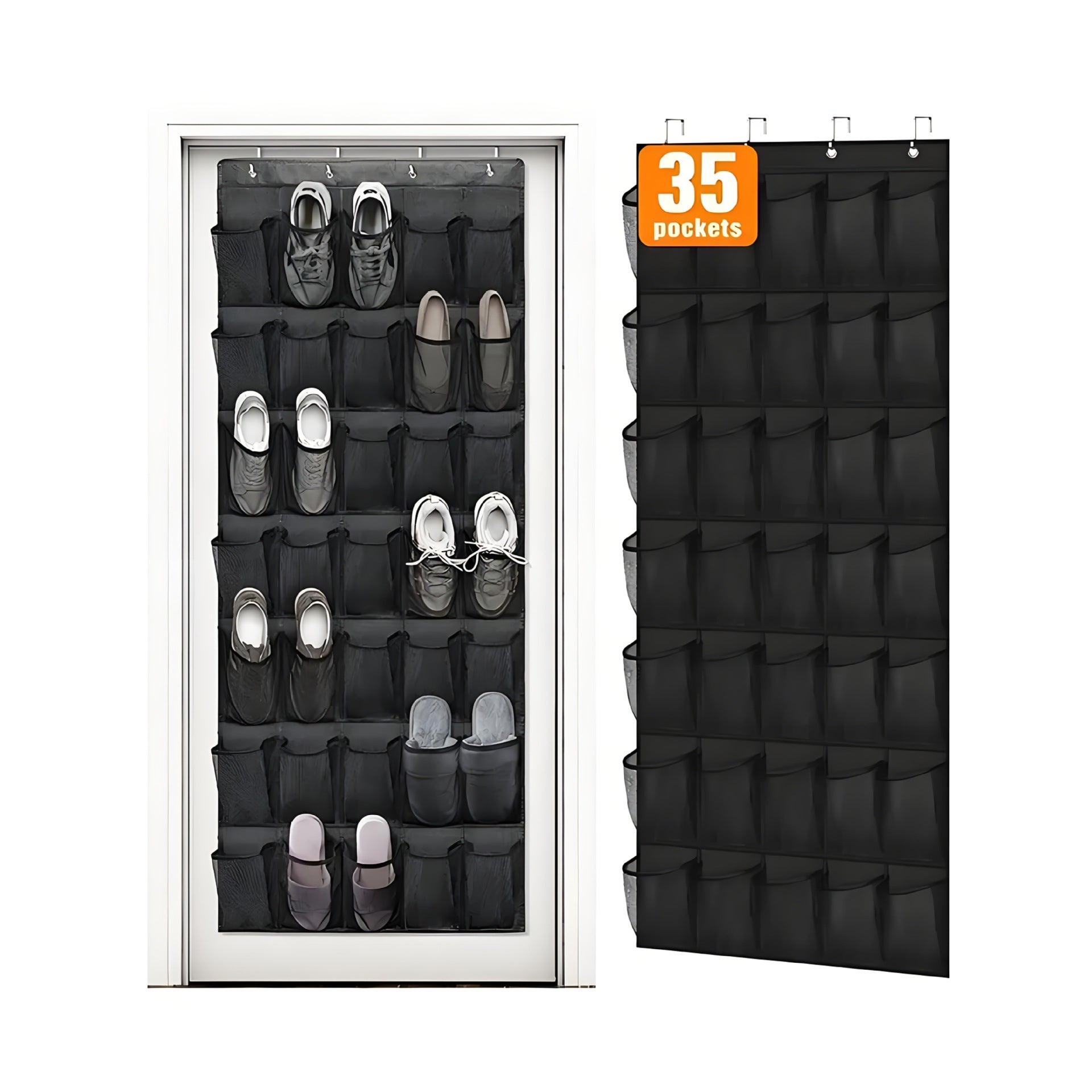 Organizer na buty zawieszany na drzwiach, 35 kieszeni, duża pojemność, kieszenie z siatki, organizer na buty zawieszany na drzwiach