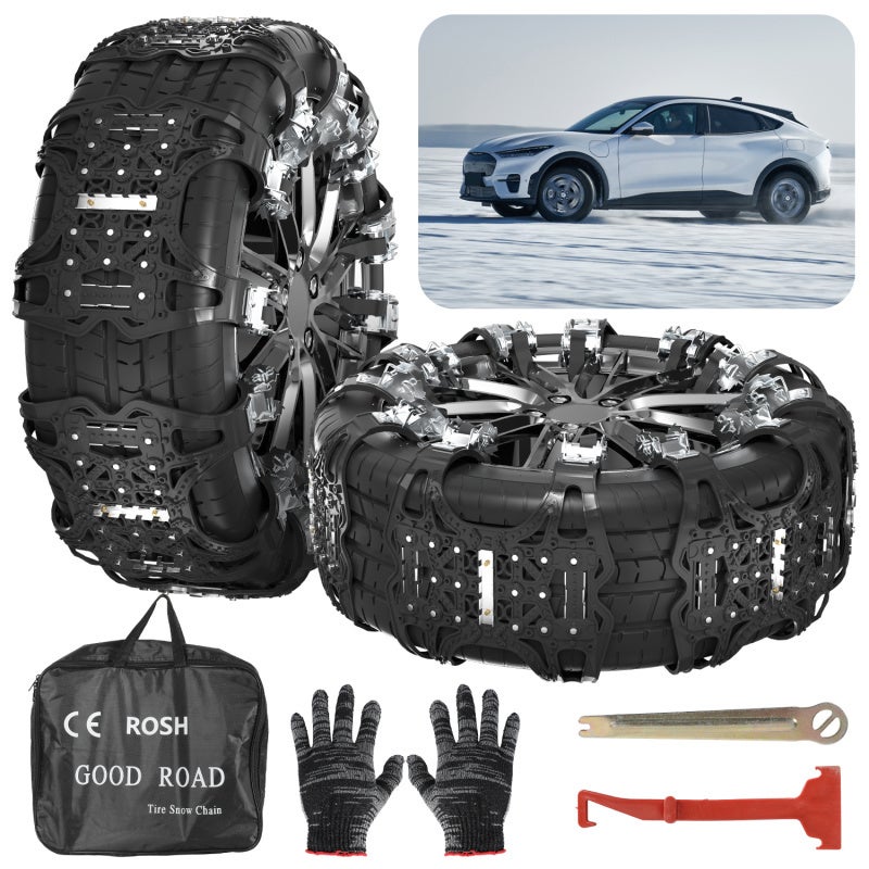 QQC Catene Da Neve, Catene Da Neve For Camion, SUV Di Tiro Larghezza 235 275mm Aggiornato Thickend Regolabile 6 8 10 Pack Color 8pcs Size L 235 275 - 4