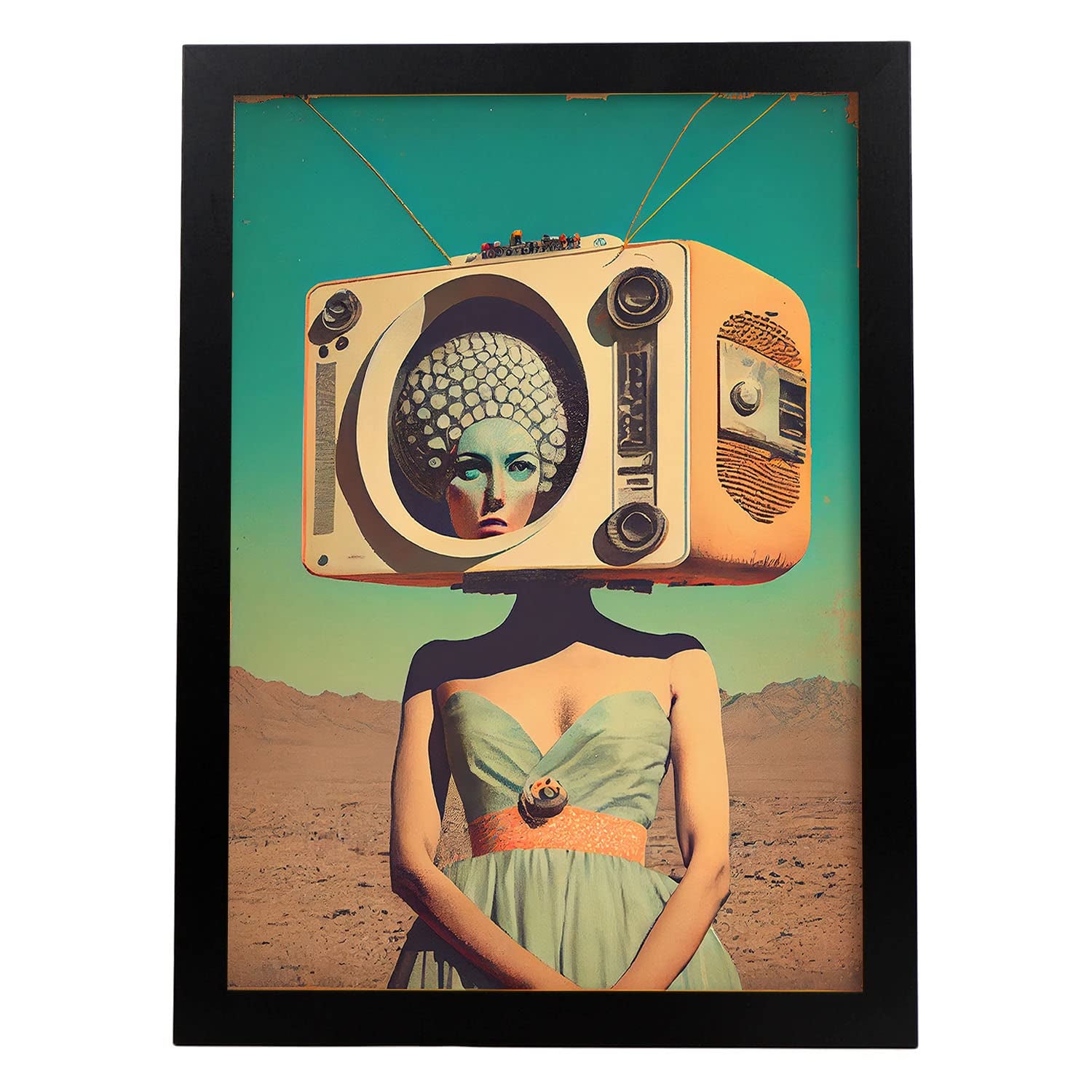 Nacnic poster publicidad en estilo surrealismo cinematográfico ilustraciones y grabados de historieta abstracta y artística para a3 marco negro