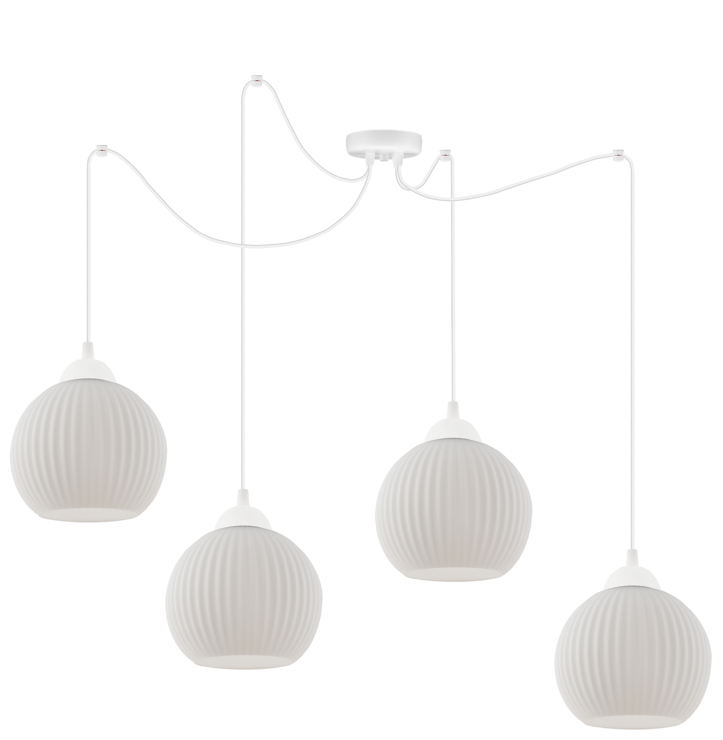 Lampa sufitowa wisząca Riffle Pająk loft 4xE27 klosz kula biała Light Home LH