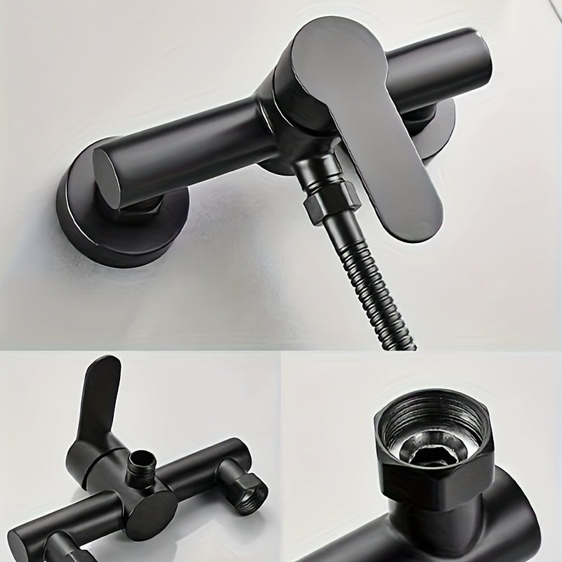 Grifo de ducha negro, mezclador funcional de agua fría y caliente para baño, diseño de montaje en pared, grifo de ducha doméstico - 4