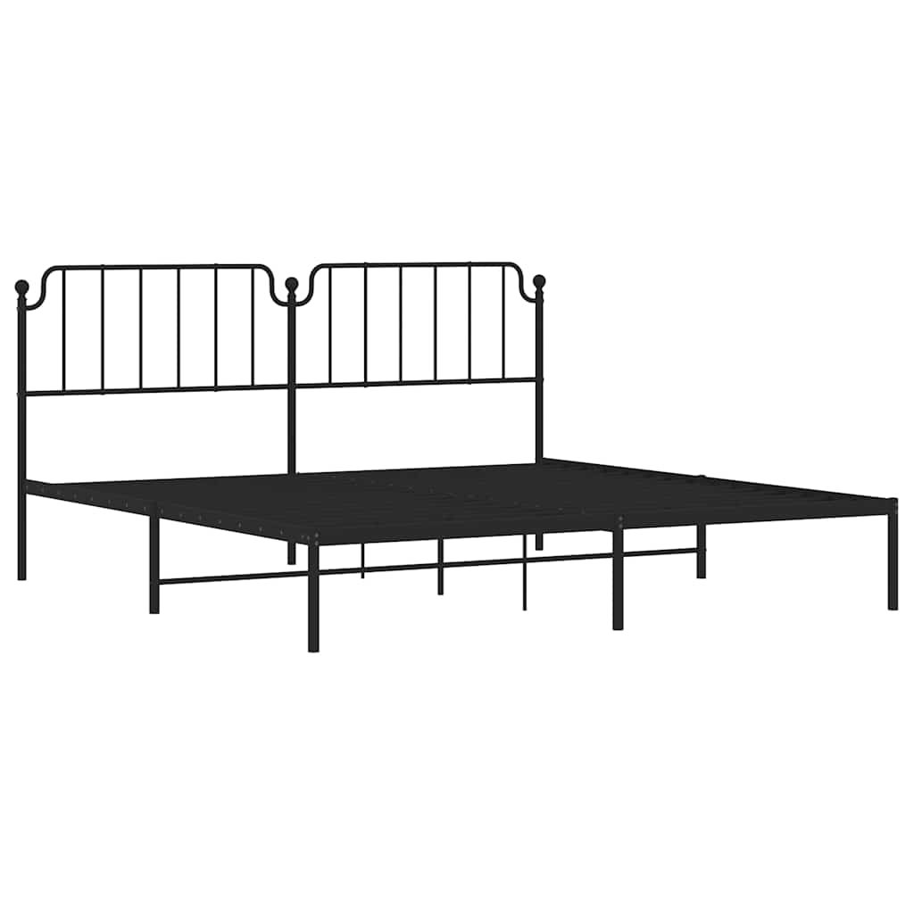 Estructura cama sin colchón con cabecero metal negro 193x203 cm vidaXL - 4