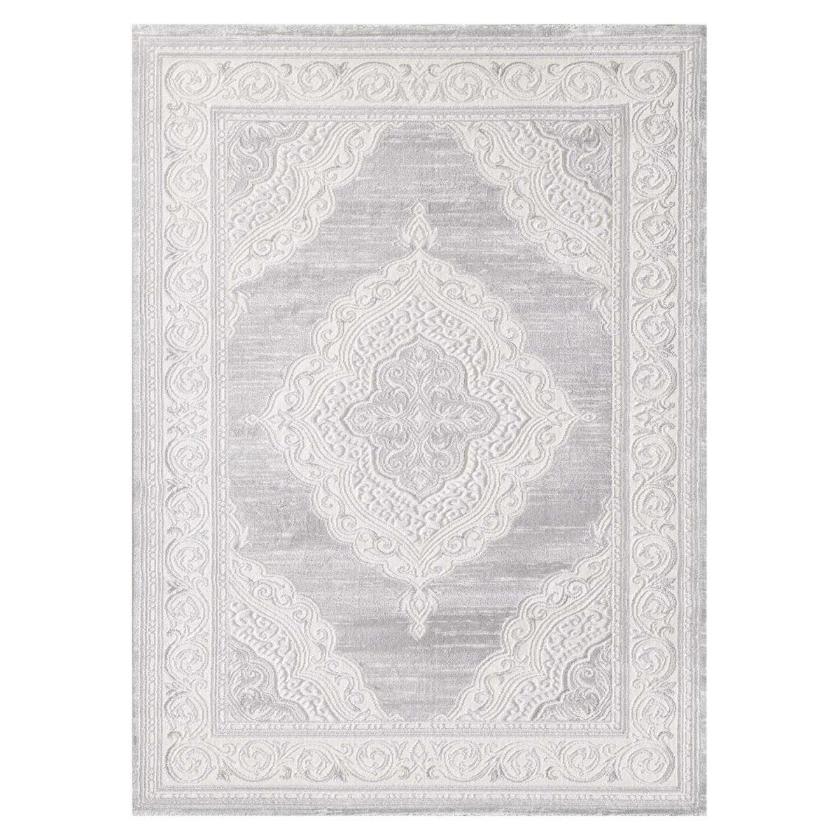 Tapis oriental 300x400 rectangle gris clair tissé motif ancestral LYN7 ...