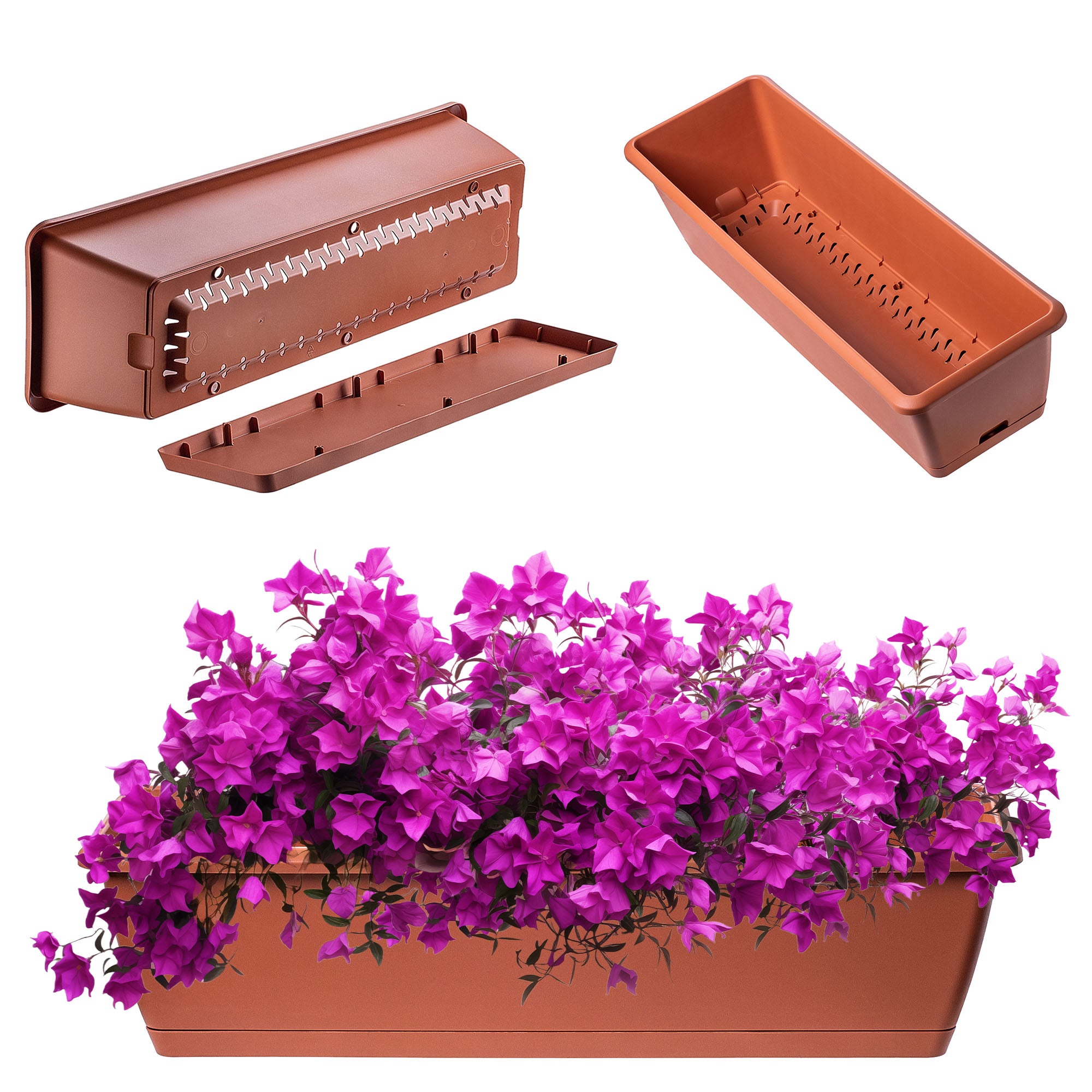 SKRZYNKA BALKONOWA DONICZKA DONICA NA KWIATY PODSTAWKA 59x19x14,5 cm BALKON