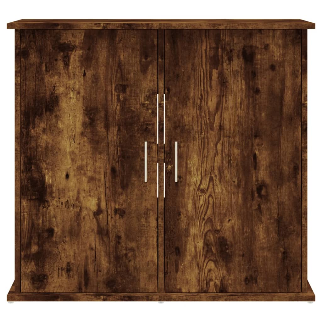 Support Pour Aquarium En Bois - 81x36x73 Cm, Couleur Sonoma Gris, 4 Portes - Meuble De Rangement Stable