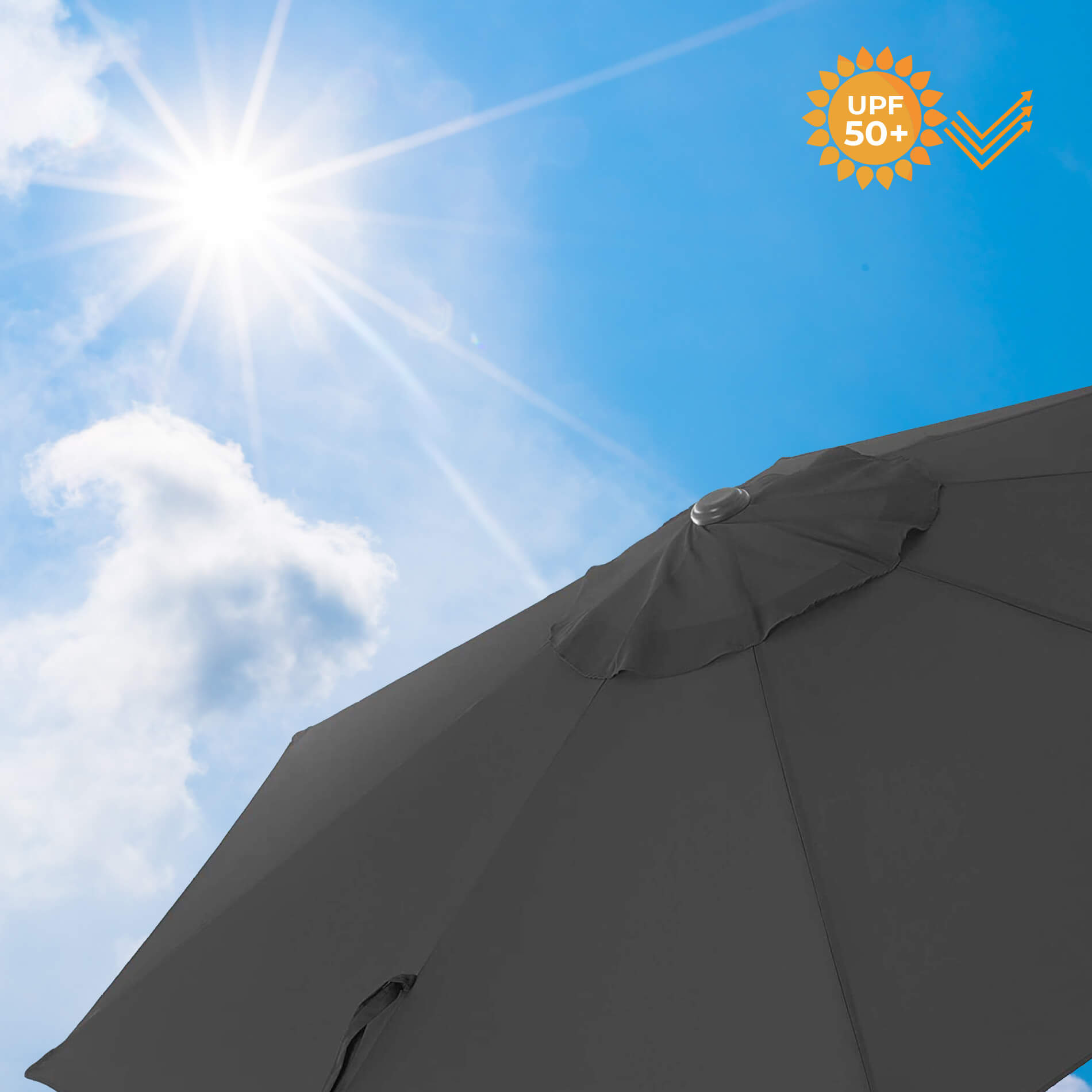 Rebecca Mobili Parapluie de Jardin Gris foncé 3x3 Parasol en acier Décentralisé pour Extérieur - 6