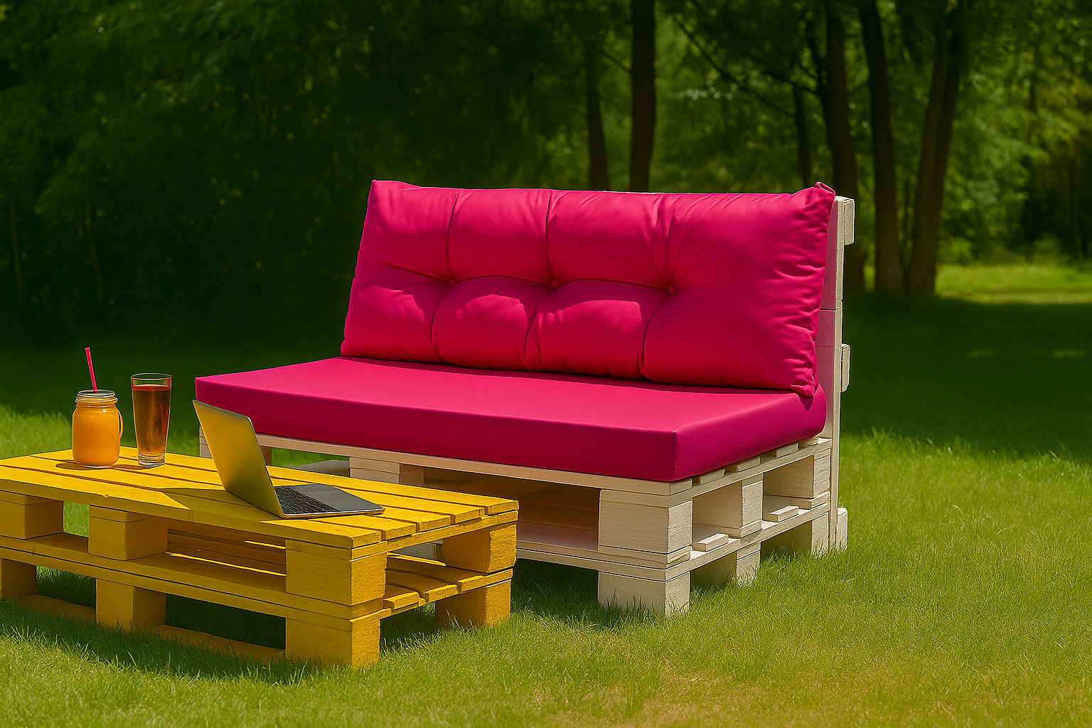 Set de coussins pour palettes 120x50 cm, housse d'assise amovible, coussins de dossier matelassés 120x50 cm Rose coussins confortables pour palettes - 4