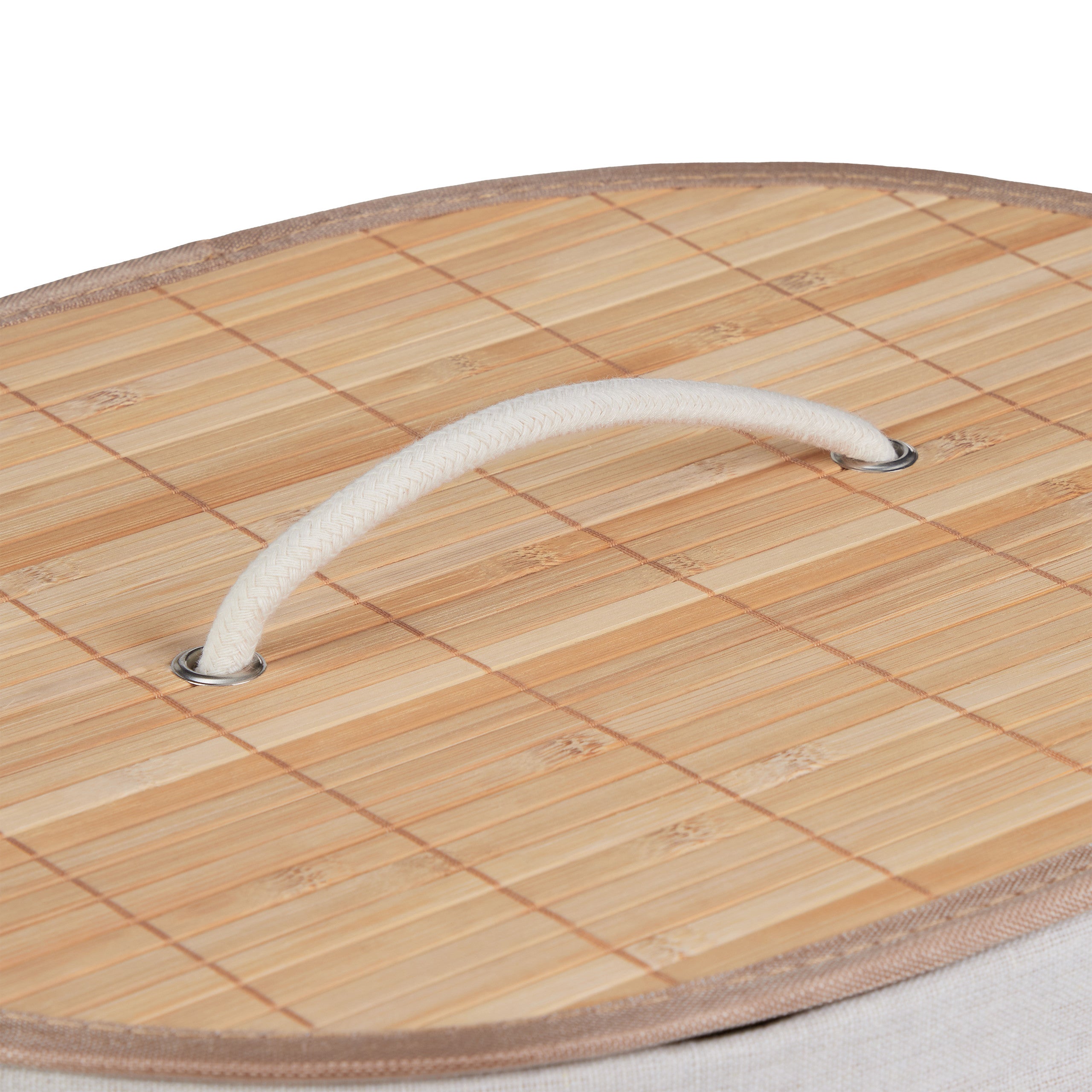 2 x cesto para roupa suja em bambu, oval, 46 l, dobrável, com tampa, HBT: 55 x 42 x 32 cm, natural - 9