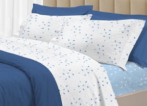 Completo letto matrimoniale in cotone azzurro - Rick