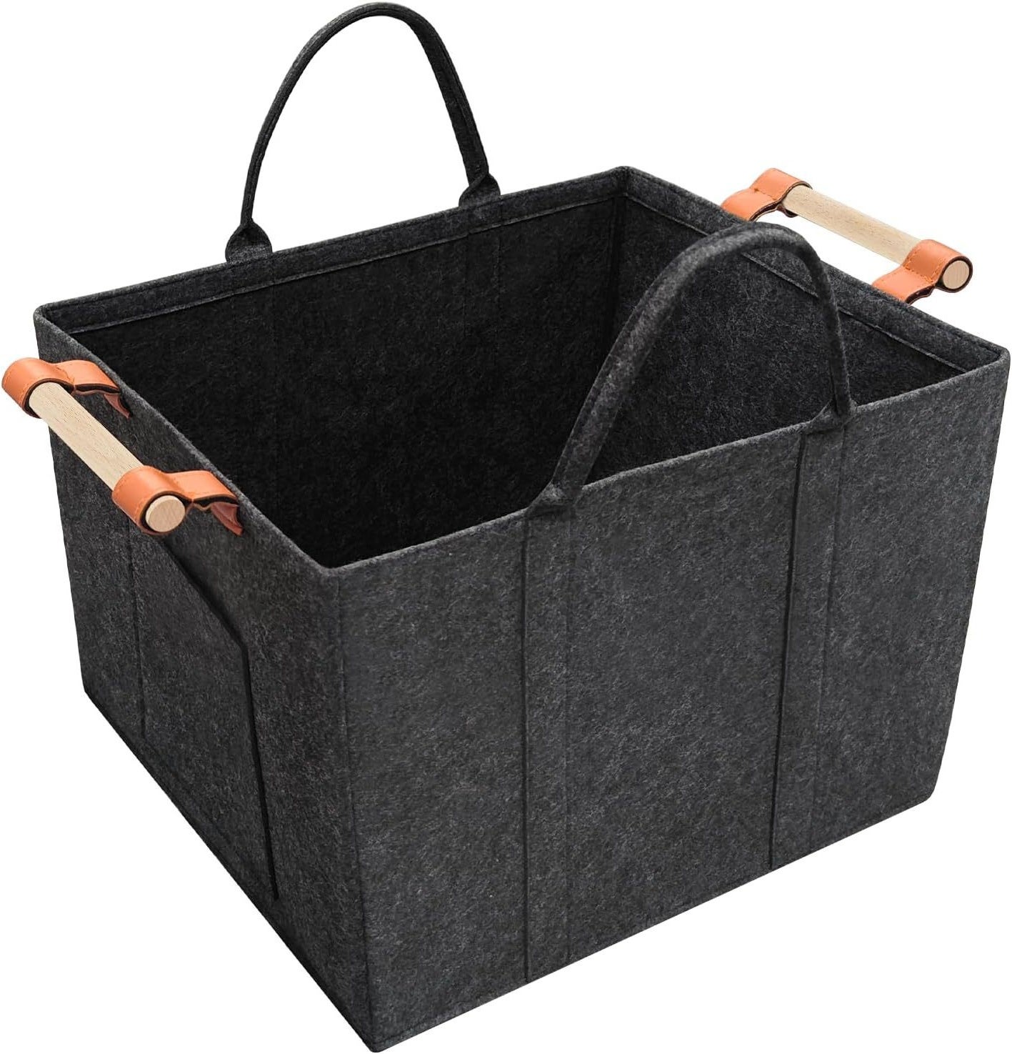 Set 4 Ceste In Feltro Grigio – Porta Legna, Porta Giornali E Cestini Organizer Per La Casa - 3