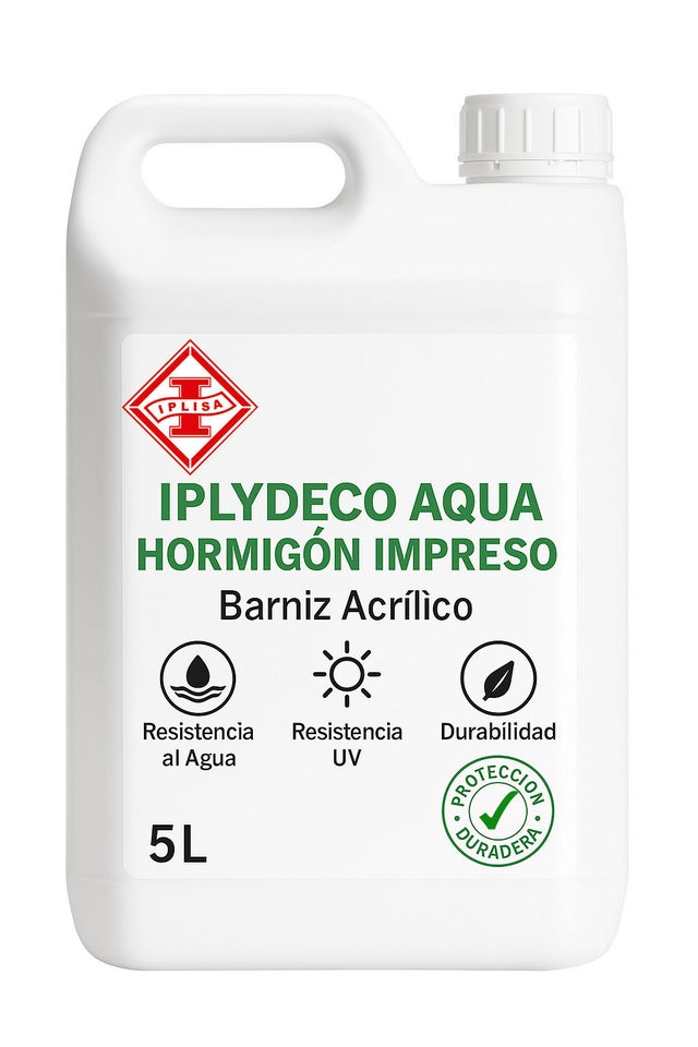 Barniz Resina para Hormigón Impreso. Barniz protector incoloro al agua para pavimentos de hormigón. (5 Litros)