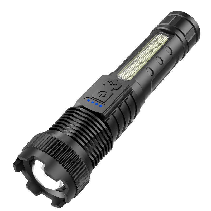 Bardzo mocna latarka LED, ładowana przez USB, 6 trybów, latarka taktyczna z klipsem na kemping, wędrówki, sytuacje awaryjne